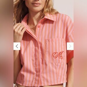 Maeve Vibrant Pink and Orange Striped Shirt